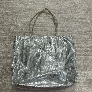 Carlos Falchi Silver Tote Bag